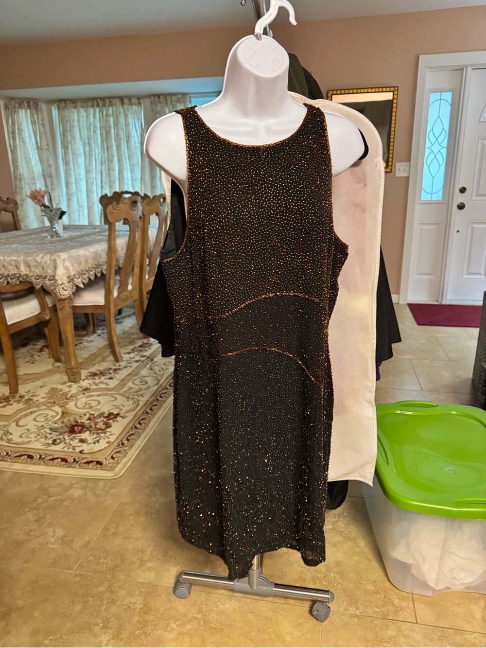 Black Dress with Gold Sparkle Beading